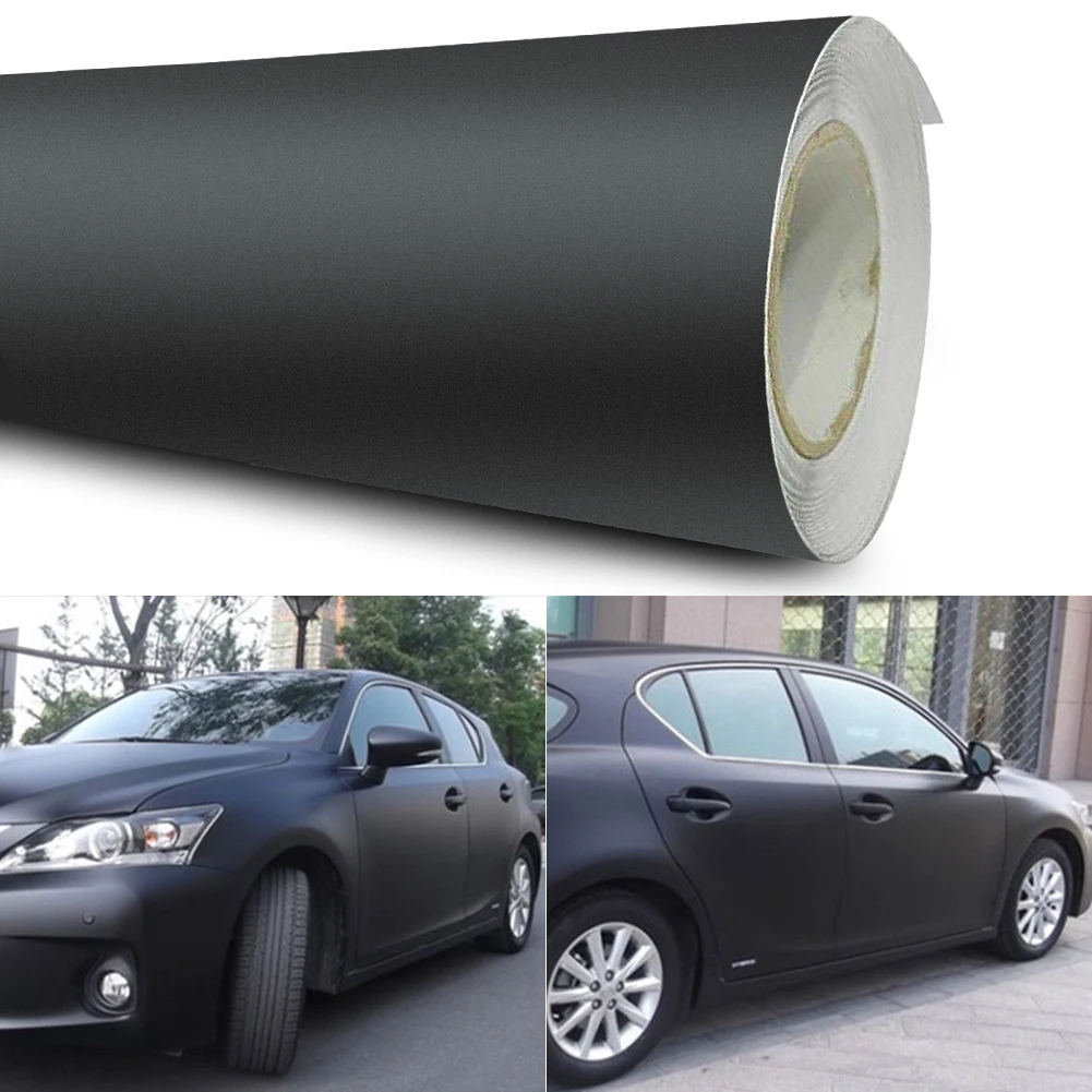 

Matte Black Vinyl Film Car Wrap Foil Sticker Vehicle Wraps Self-adhesive Backing Styling Tools 30x152cm