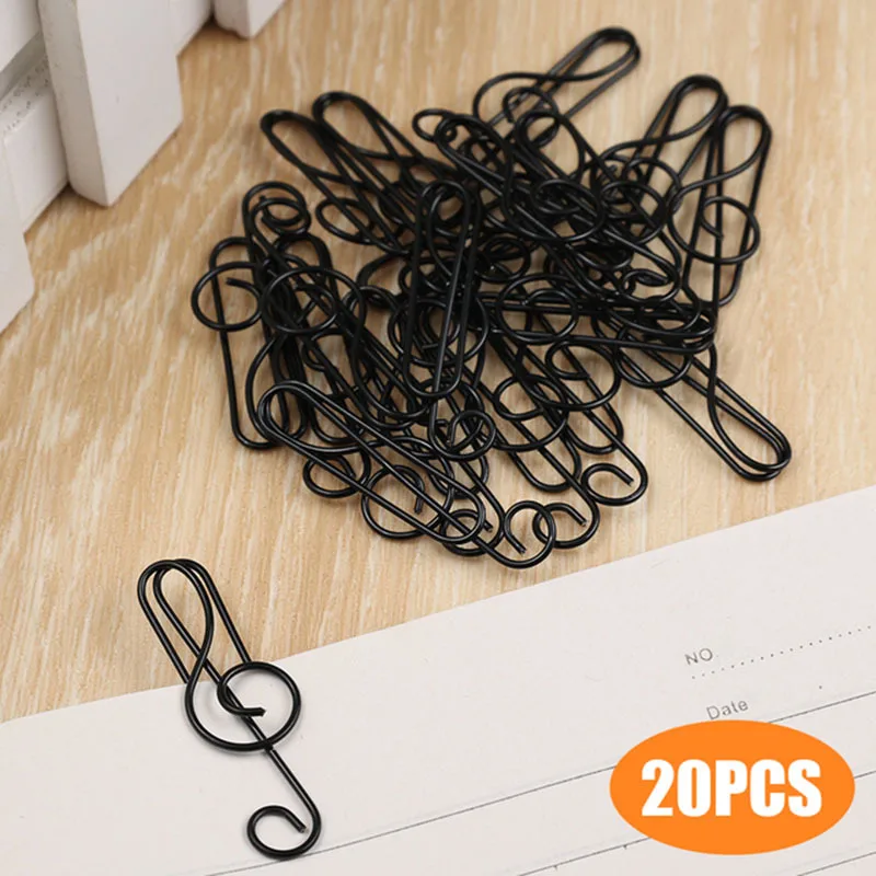 20pcs Colorful Musical Note Shaped Metal Paper Clips - Perfect for Arts & Crafts Pages Books Readers Children Collection