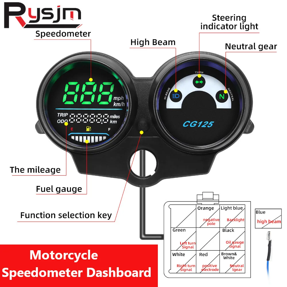 12V LCD Digital Motorcycle Speedometer Motorbike Instrument for Honda Motor Panel for Suzuki GN125 For CG125 Fan 125 Titan 125