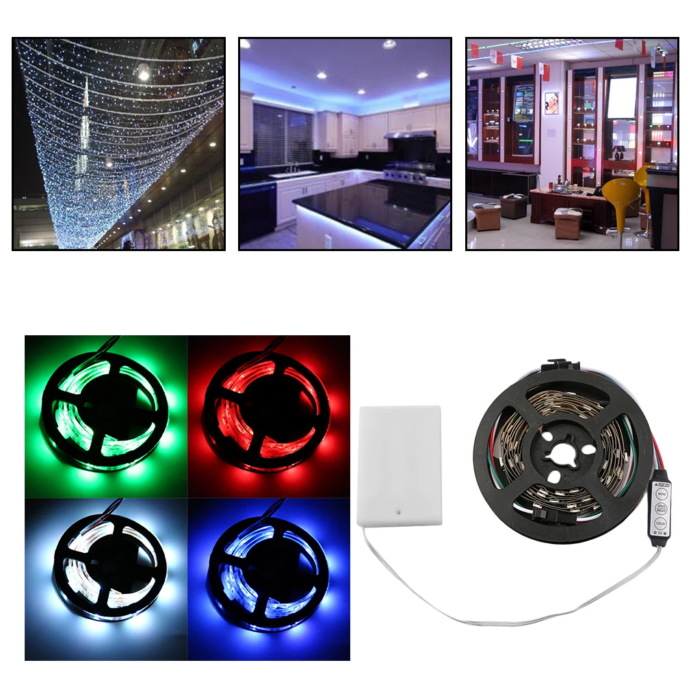 1 pc WS68 12 RGB 5050 SMD LED Strip Lamps Waterproof Flexible LED Tape Light 5V Lamp Black/White Strip Light With Battery Box