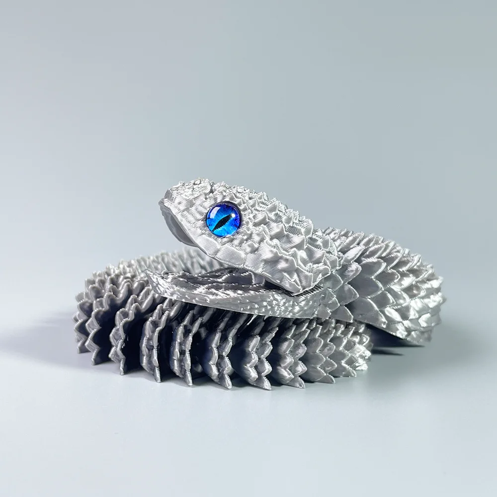Flexible Viper Snake Model 3D Printed Ornament Realistic Mouth Animal Figurine Desktop Decor Creative Gift For Couples