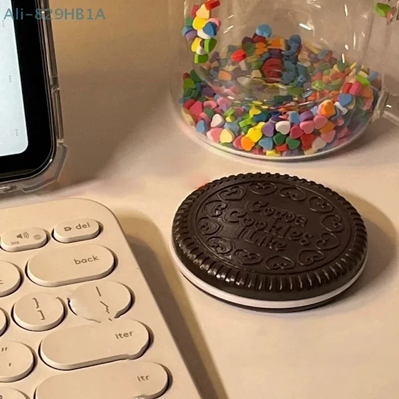 Espejo de maquillaje con diseño de Chocolate Oreo para mujer, 1 piezas, herramienta de maquillaje plegable con forma de galleta de Chocolate, 1 Juego de Peine