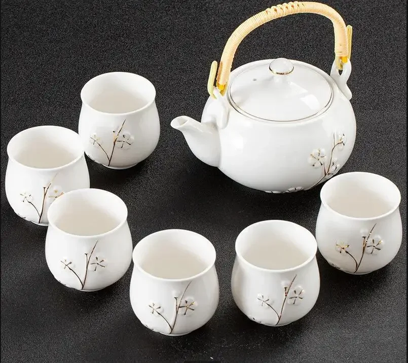 7 unids/set exquisitos juegos de té de cerámica hervidores hechos a mano tazas de té tetera de porcelana vajilla china juego de ceremonia del té