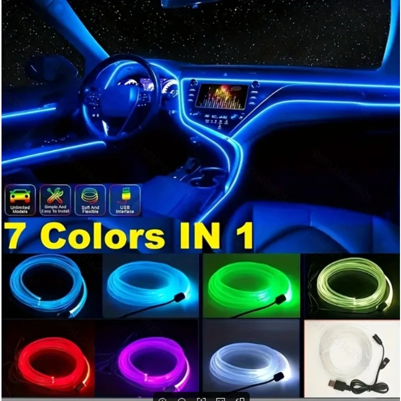 Car ambient light RGB colorful ambient light Mobile APP control Multi-color adjustable non-destructive installation