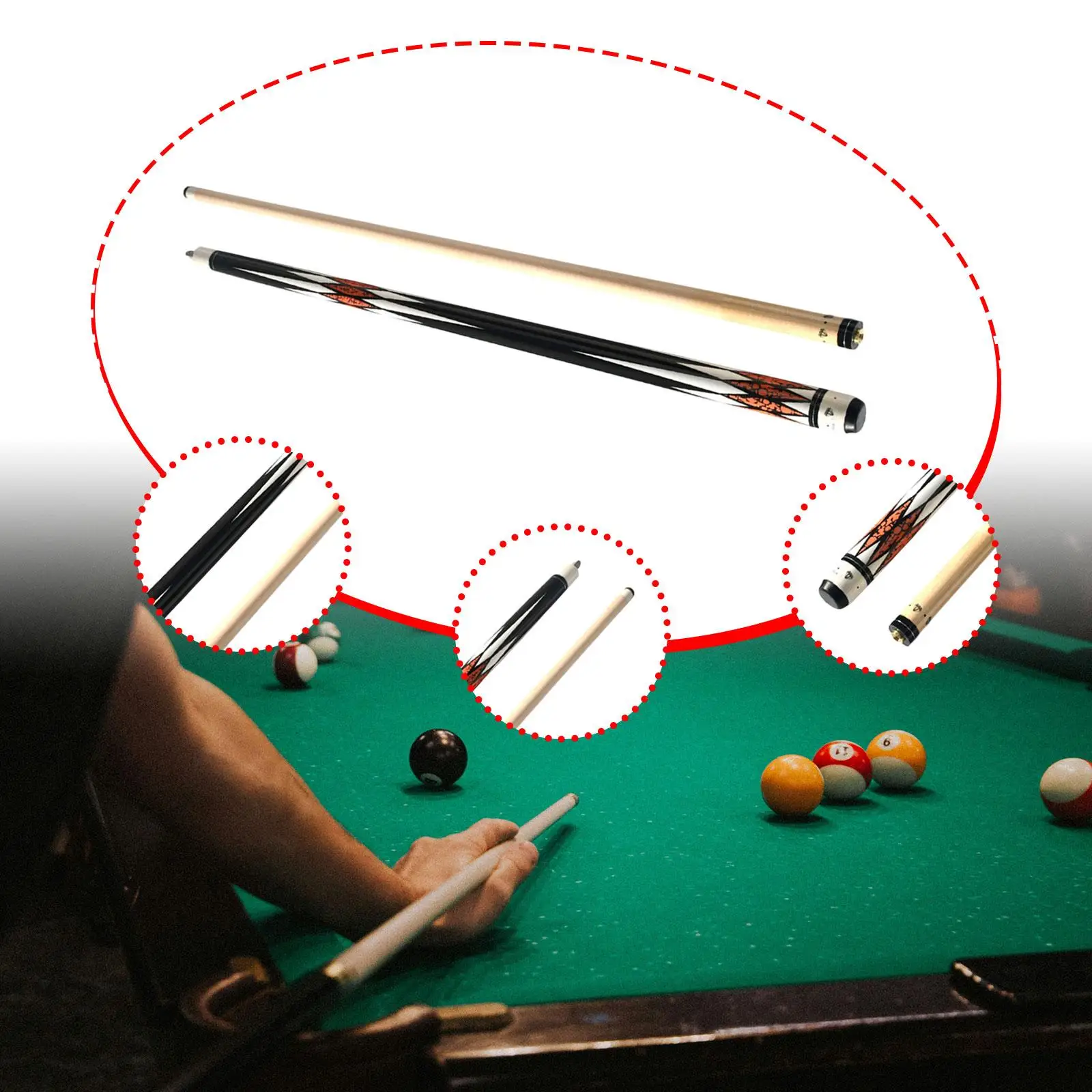 

Pool Cue Adult 12.5 mm Tip Wood 1/2 Split Modern Billiard Cue for Professional Billiard Player Beginner Game Club Training