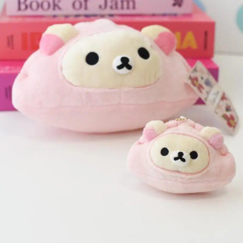 Kawaii Rilakkuma portachiavi peluche ciondolo rosa orsetto gnocco stile cartone animato serie di verdure giocattoli regalo per ragazze