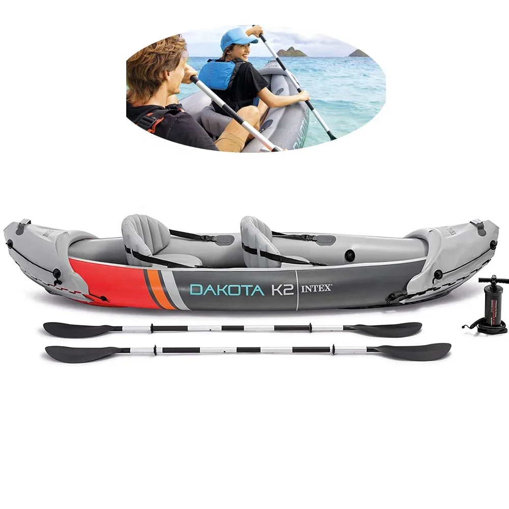 2-Person Heavy-Duty Vinyl Inflatable Kayak With Oars And Air Pump