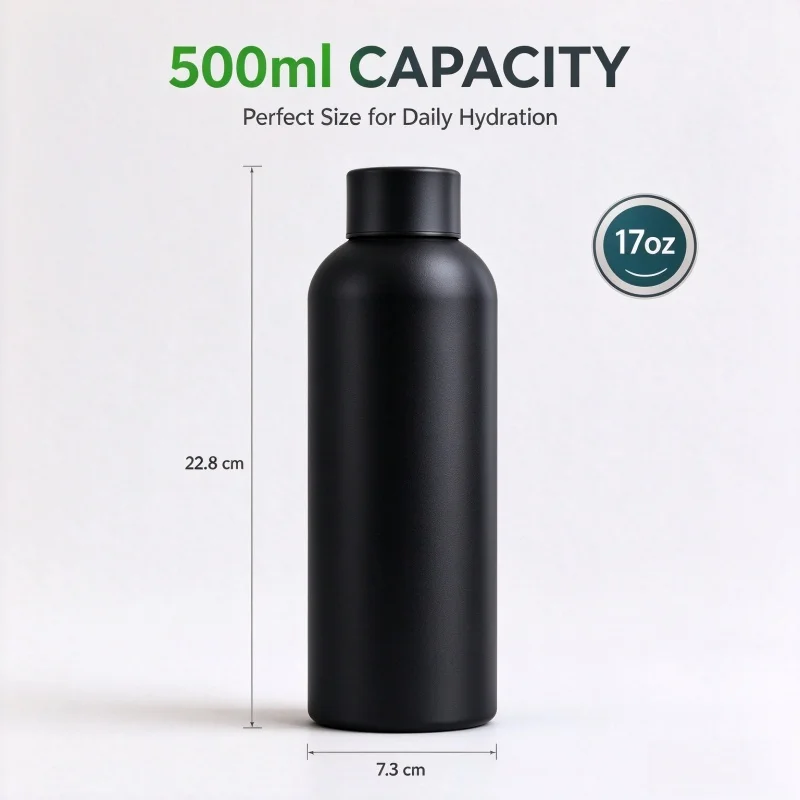Stainless Steel Vacuum Insulated Thermos Bottle Long Cold Retention Matte Paint Sports Water Bottle Coffee Tumbler 500ML For Gym
