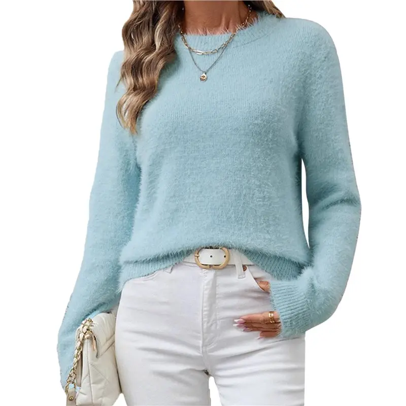 

CYL-Womens Soft Knit Sweater Fall Dressy Casual Pullover Tops
