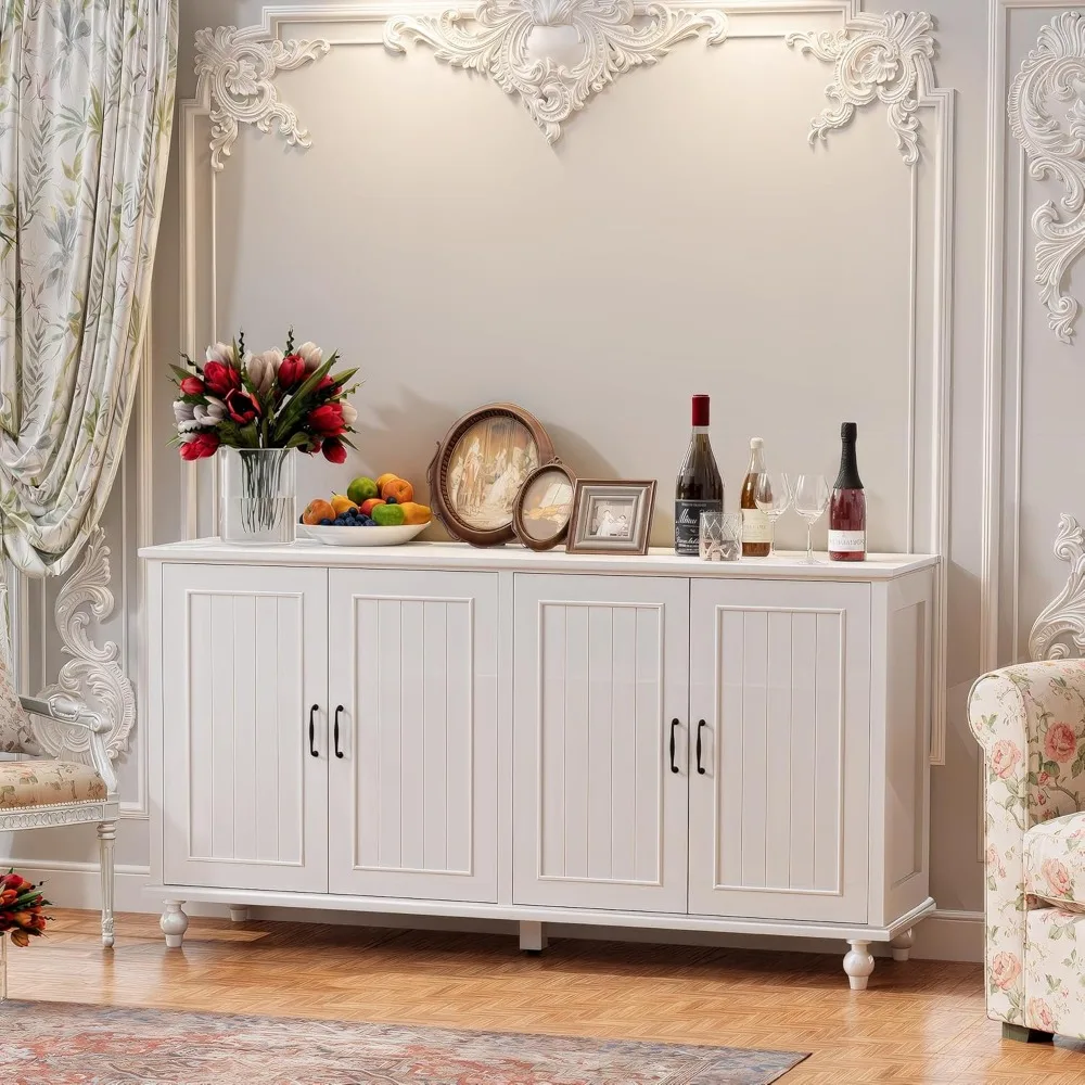 Armário de bar de café de 62 polegadas com armazenamento para buffet de cozinha e sala de jantar