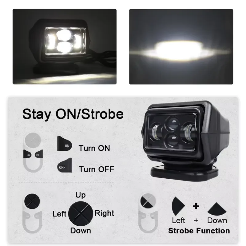 Wireless Remote Control 360 LED Search Light Marine Led Magnetic Spotlight Led for Truck Car Boat Vehicles