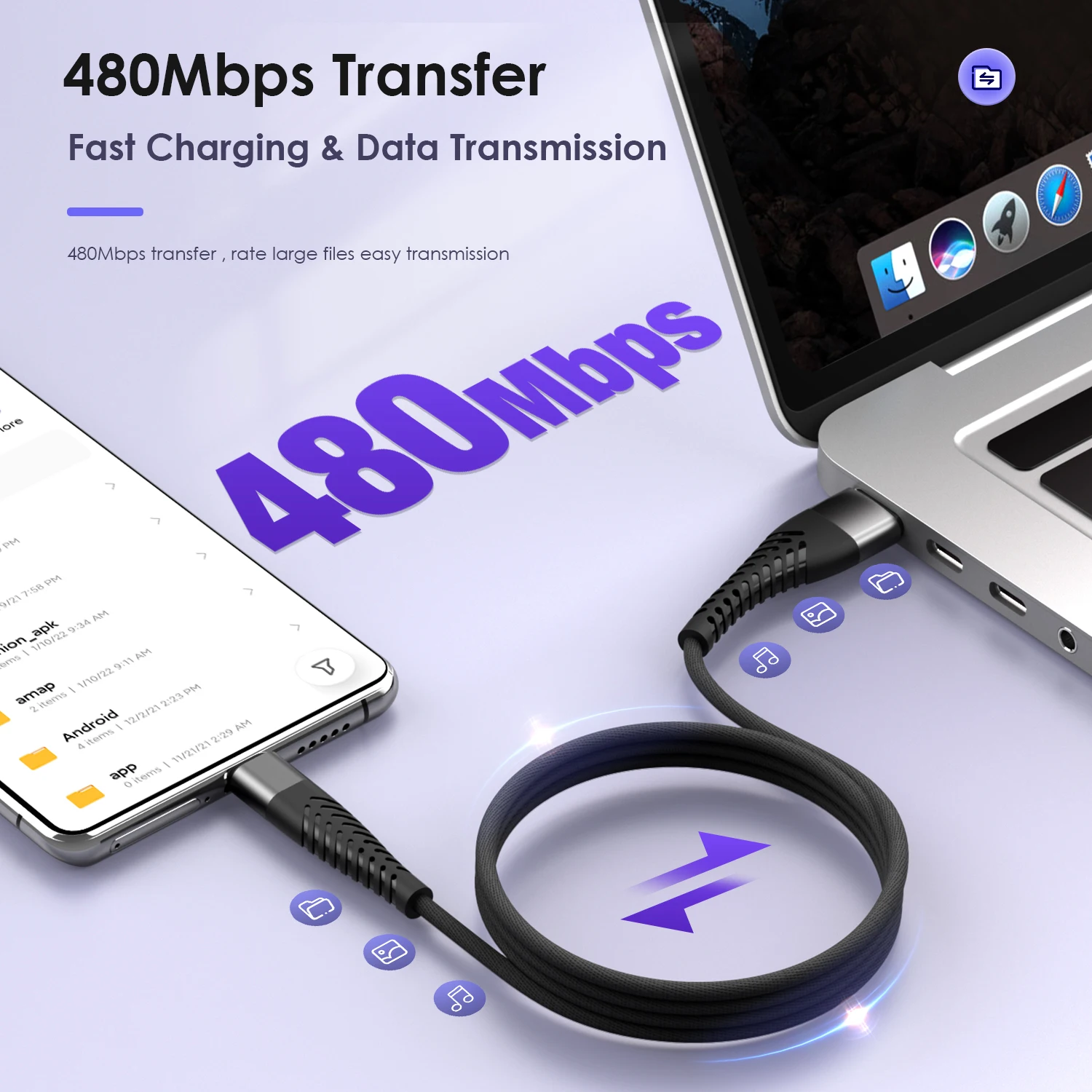 100W USB to Type C 7A Data cable Super Fast Charging Line Wire Mobile Phone For Xiaomi Samsung Huawei P60 Honor 0.25M/1M/2M/3M