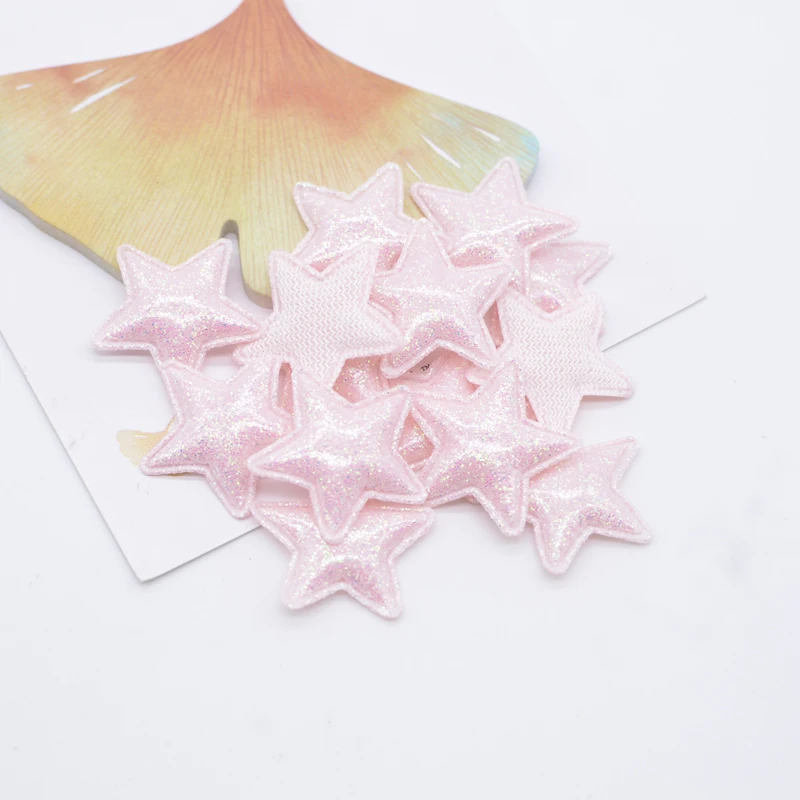 50Pcs 25mm Bling PU Leather Star Applique for DIY Girl Headwear Hair Clips Decor Accessories Clothes Hat Sewing Patches
