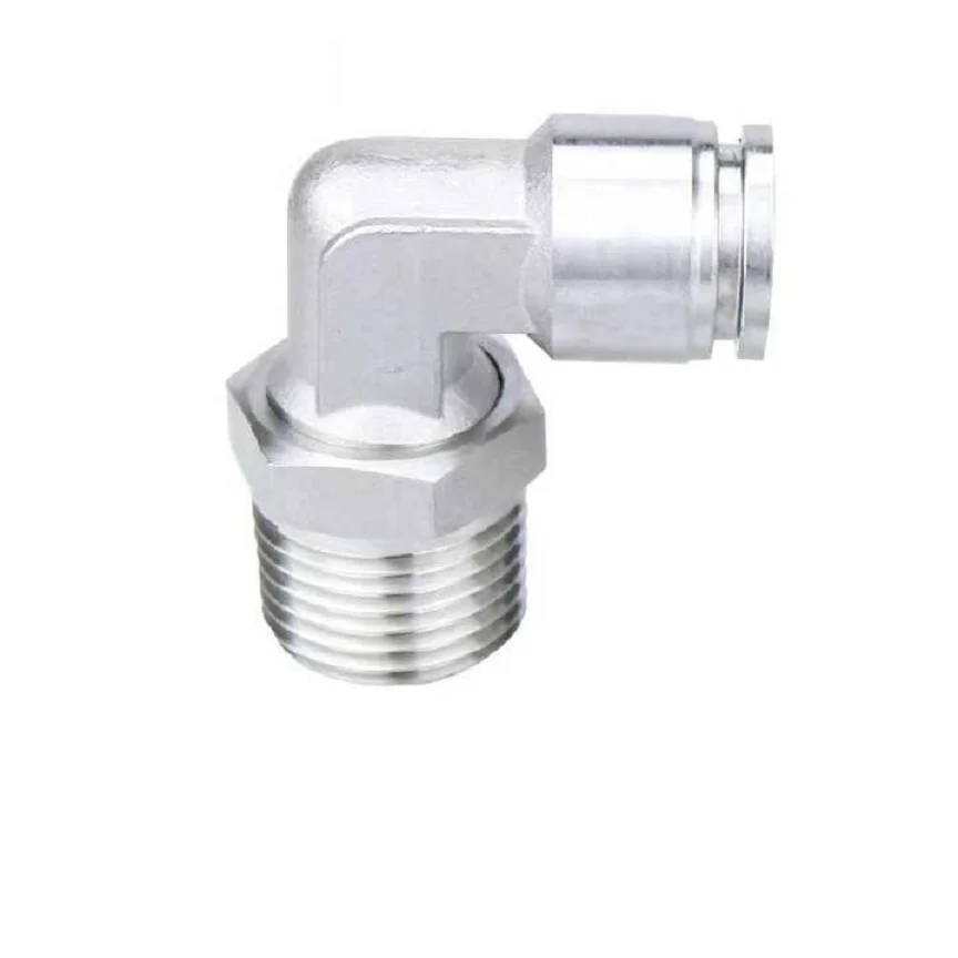 Stainless Steel Male Push-in Elbow PT1/4 Swivel Male x 6mm Pipe OD Elbow Fitting