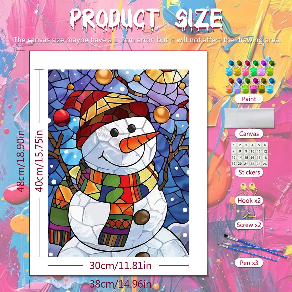 Huacan DIY Digital Oil Painting Snowman Paint By Number Adult Kit Christmas Crafts Art Supplies Kit For Adults Home Decoration - Image 2