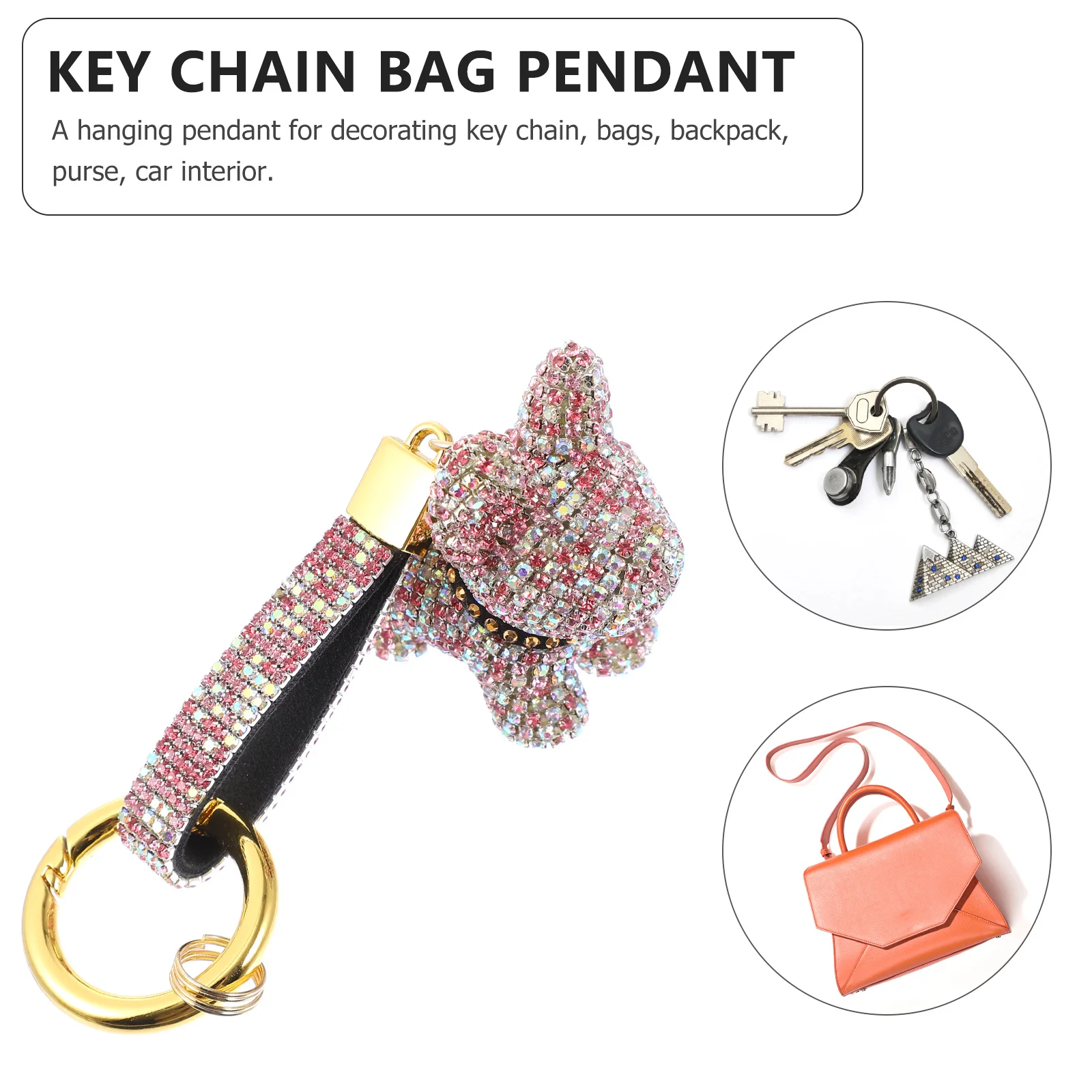 

Rhinestone Dog Key Ring Bag Pendant Backpack Hanging Decor Cute Styling Chic Look Fun Accessory for All Dog Key Chain