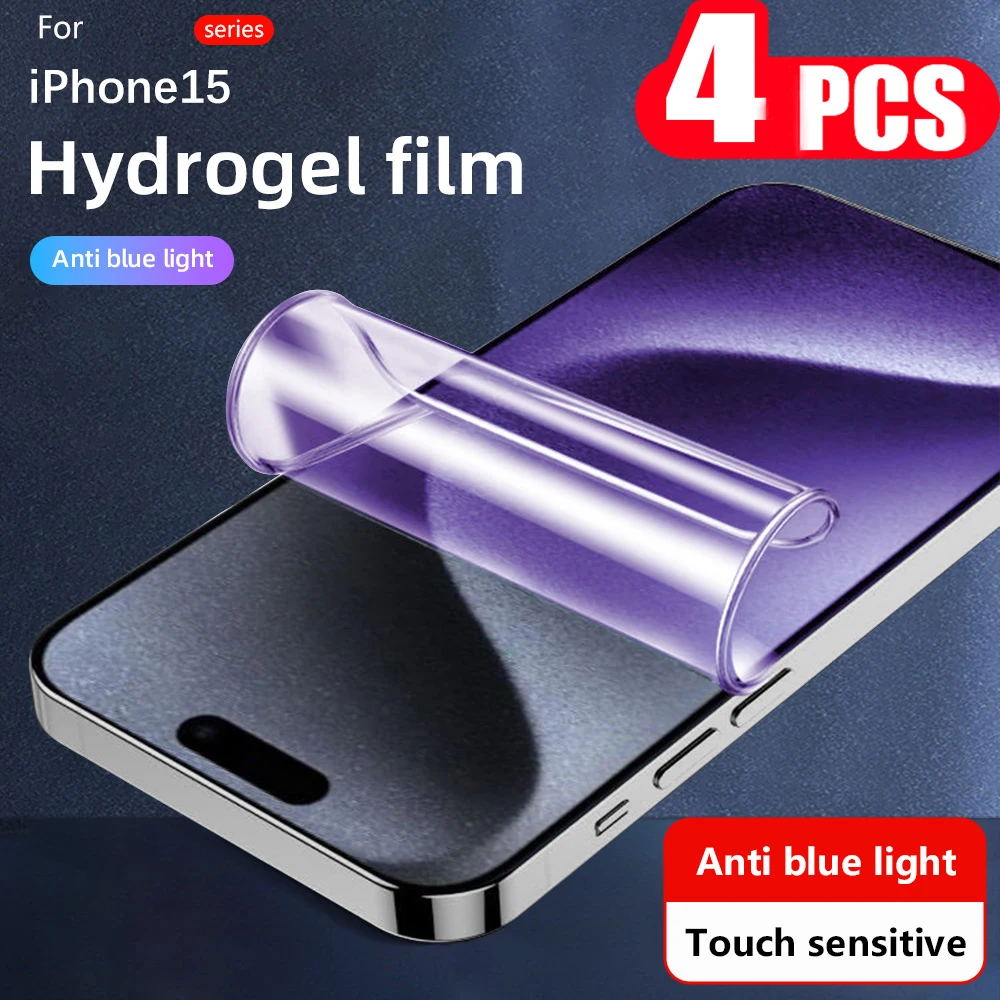 4pcs Not Glass Cover for iphone 15 14 Plus 13 X XS XR 11 12 Mini Pro Max Hydrogel Film Phone Screen Protector protective film