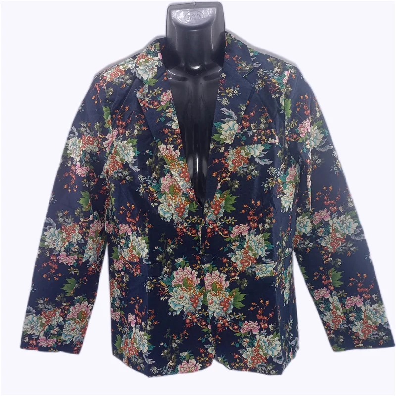 New Male Retro Vintage Casual Blazer Beauty Print Design Mens Fashion Suit Jacket Singer Costume fashion nightclub dance Coat