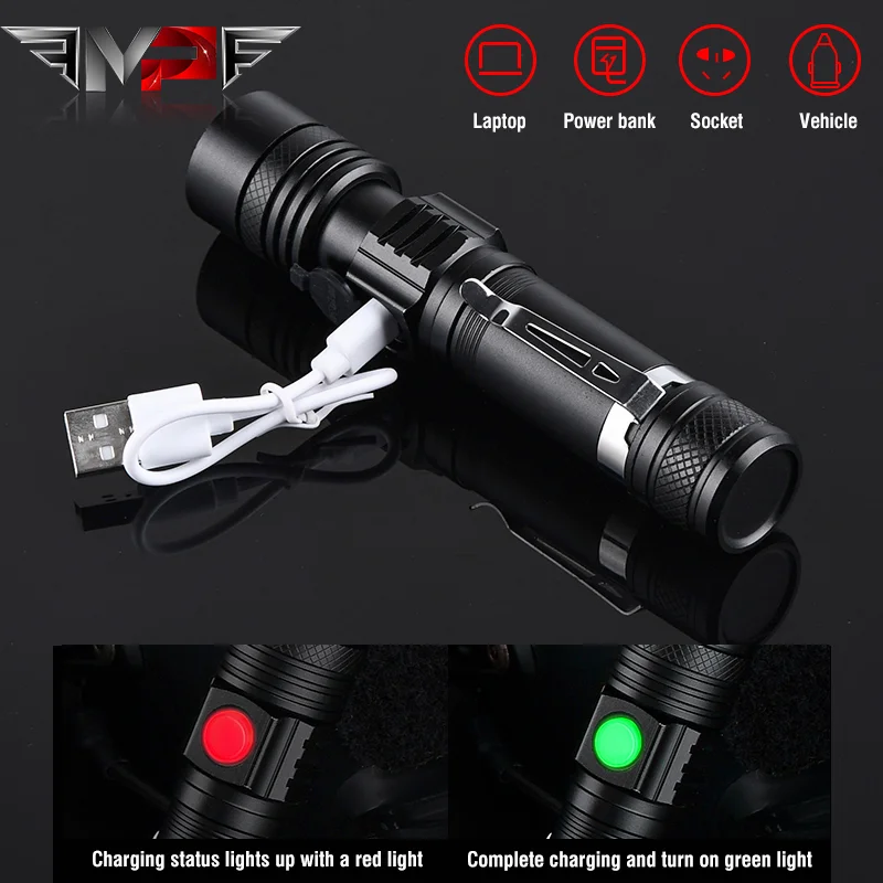 

WEX683 tactical flashlights White LED Scout Light Tactical Flashlight USB Flashlight Airsoft Accessories Hunting Weapon