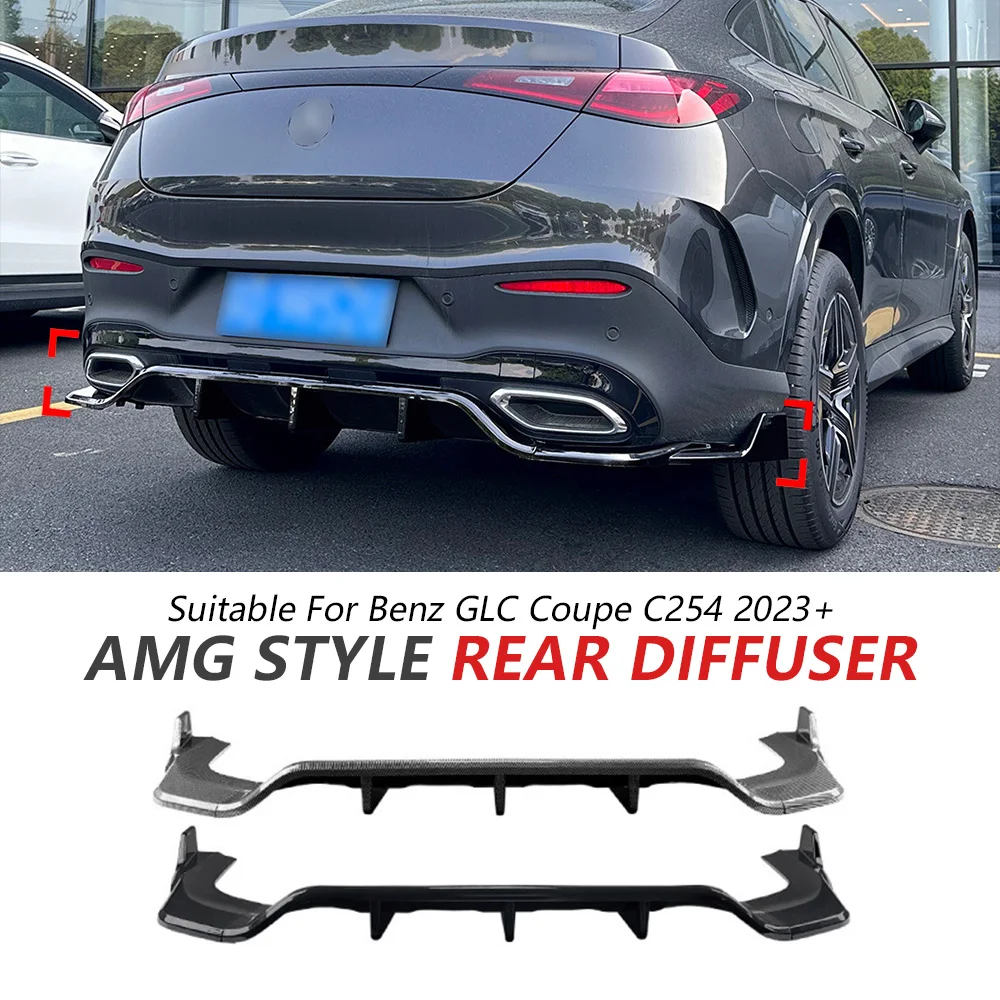 

Rear Bumper Lip For Benz GLC Coupe C254 2023+ Glossy Black AMG Sport Bumper Lip Spoiler Rear Diffuser Car Body Tuning
