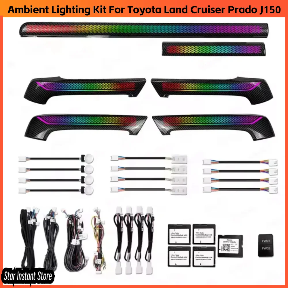 

Upgrade 256 Colors Symphony Led Car Interior Ambient Lighting for Toyota Land Cruiser Prado J150 2009 - 2023 Trim Accessories