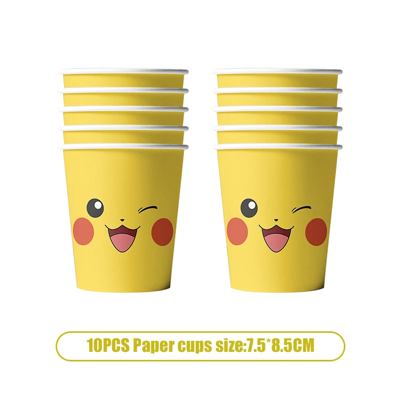 Pokemon Geburtstag Dekoration Set Pikachu Luftballons Teller Serviette Tassen Tischdecke Banner Hintergrund Dekor für Jungen Kinder Party Supplies