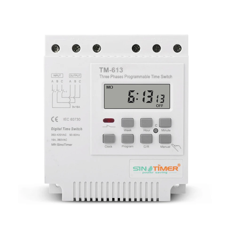 

TM613 380V 16A Three phases 7 Days Programmable 16A Relay Digital Timer Switch Motor Automatic Intelligent Controller