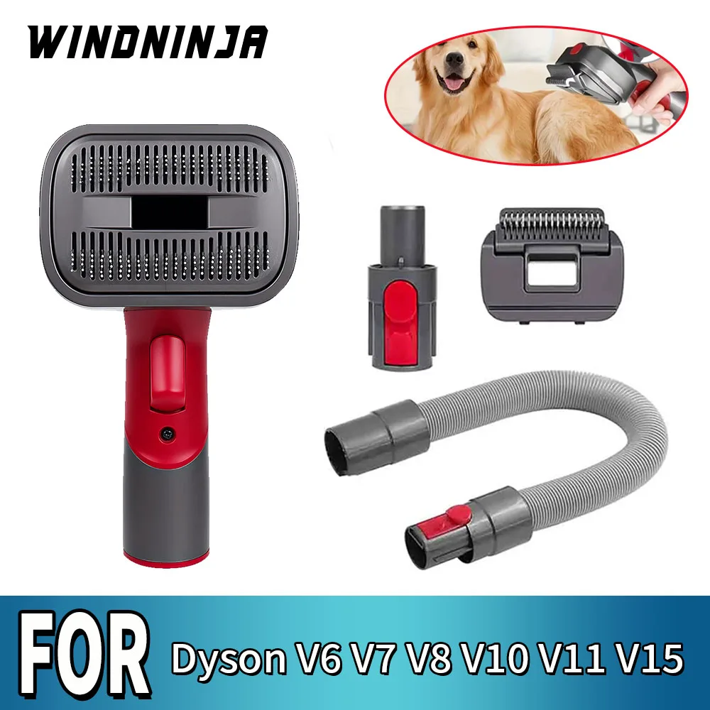 2-In-1 Dog Hair Vacuum Brush Kit For Dyson V6 V7 V8 V10 V11 V15 For Grooming Shedding Removes Loose Hair Pet Hair Removal Tool