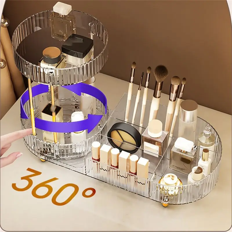 EYFL-Makeup Organizer Countertop Makeup Organizer Rotating Makeup Organizer Transparent