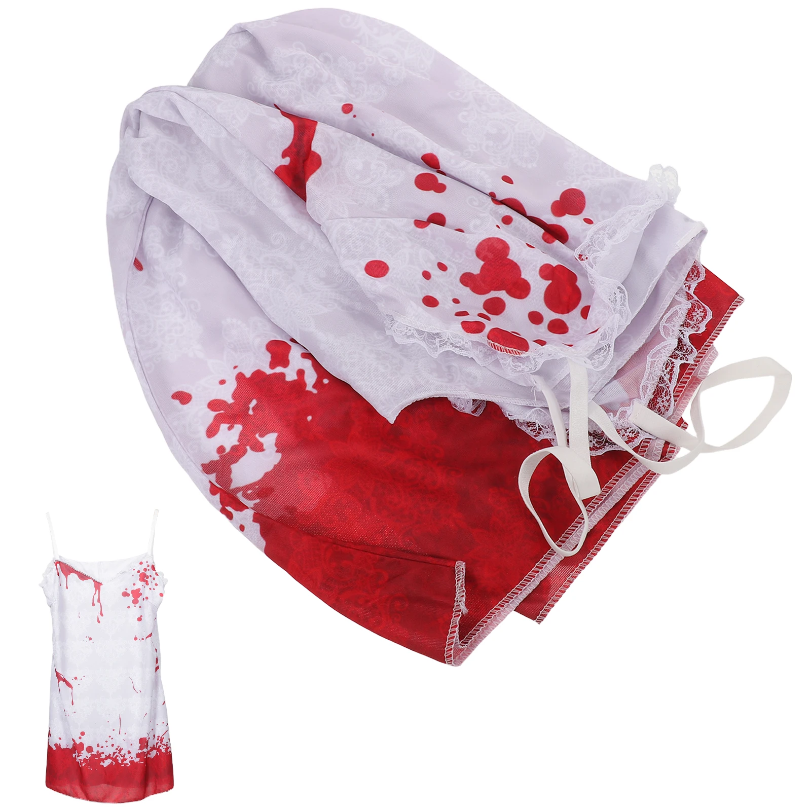 

Ghost Bride Costume for Women Makeup Props Dress Bridal Adult Cloth Accessories