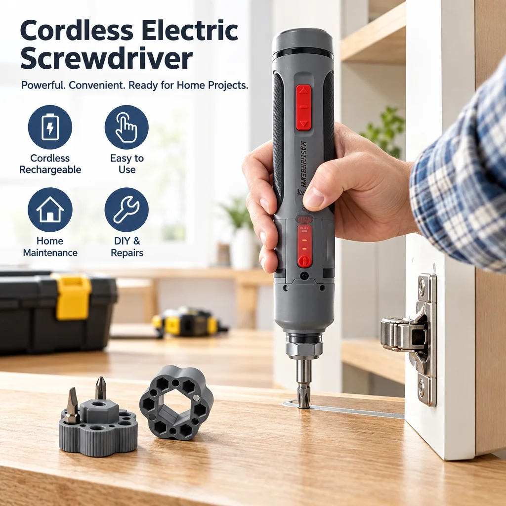 Cordless Electric Screwdriver Drill 2-in-1 Drill Bit+Flat-Head Bit ...
