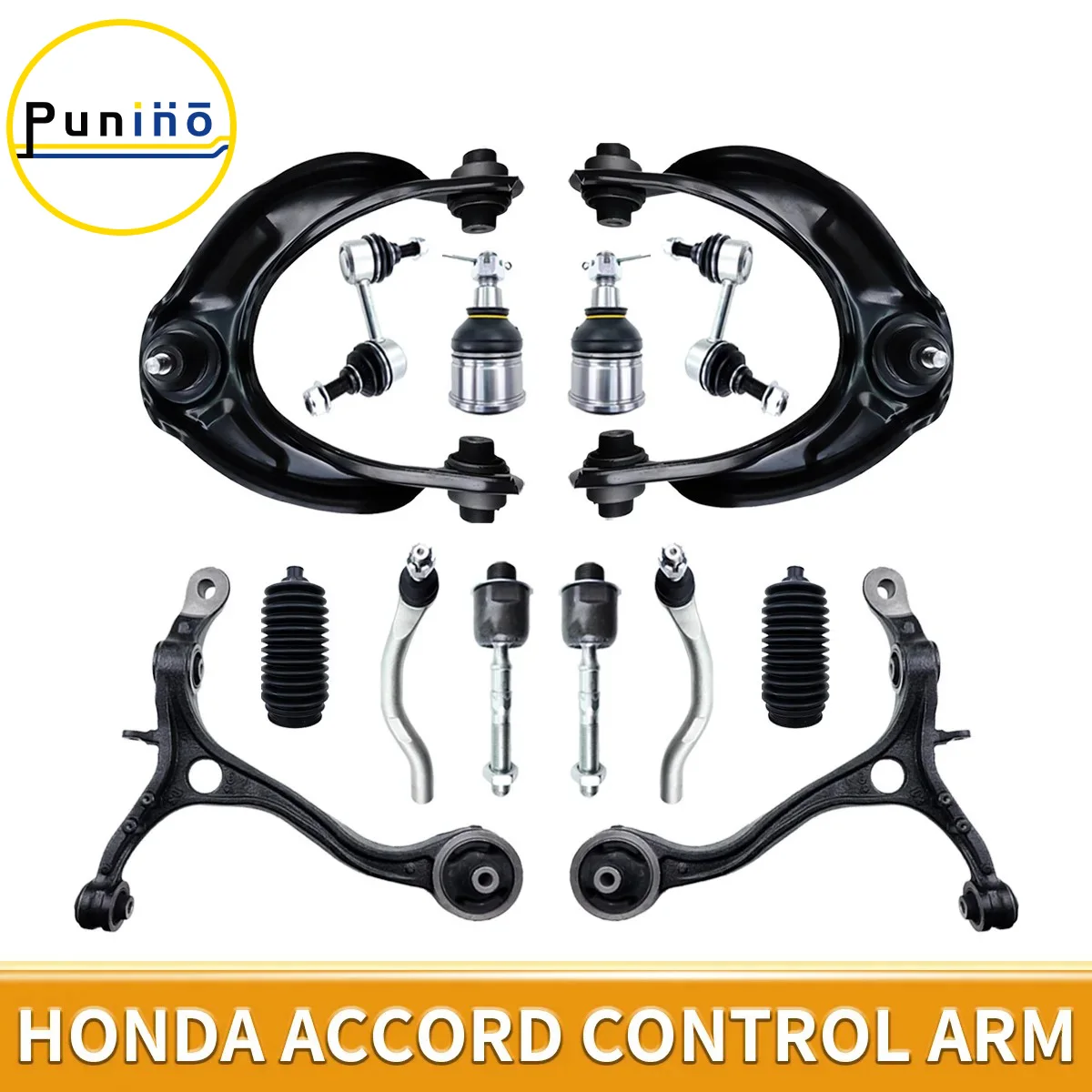 Punino 14pcs Front Suspension Upper Lower Control Arms Ball Joints Stabilizer Links Kit for Honda Accord 2008 2009 2010 - 2012