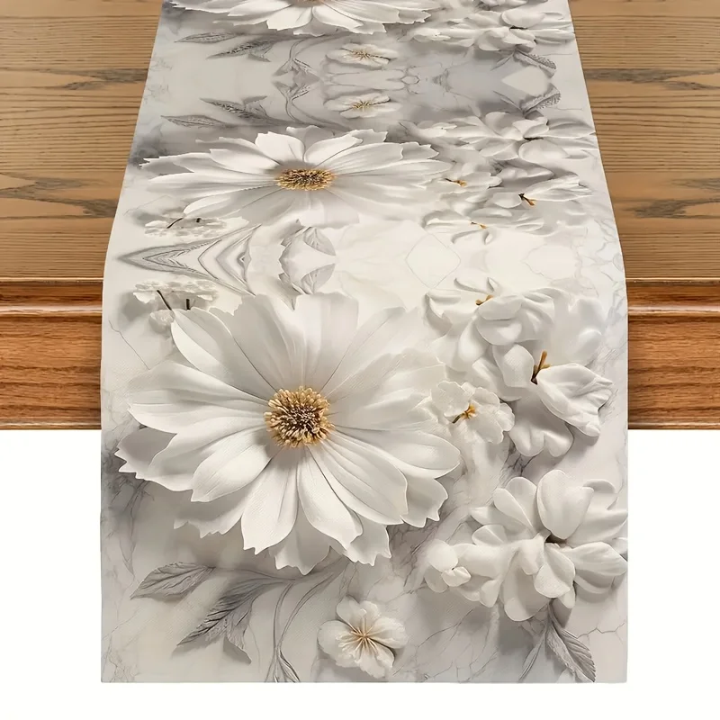 1 Piece Valentine's Day Table Runner, Floral Print Pattern, Suitable for Dinner Parties, Holiday Parties, Family Gatherings, Children's Activities, Themed Cafes, Home Decoration, Christmas Markets, Cozy Tea Parties