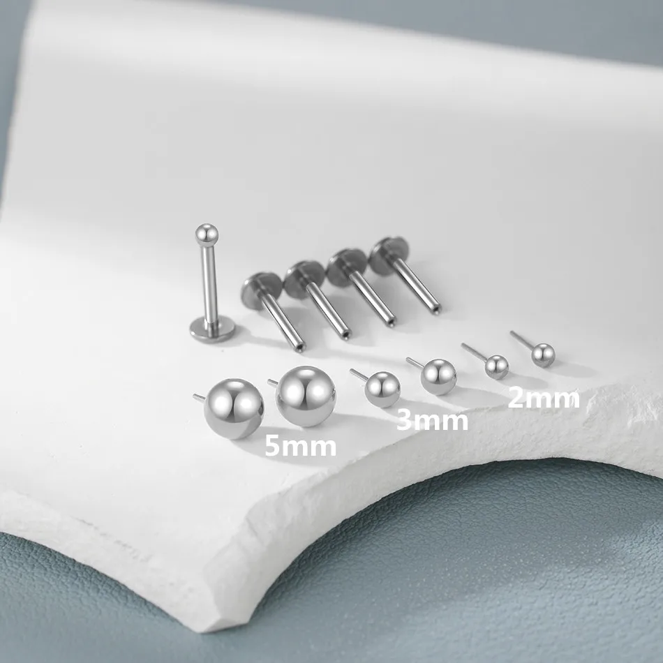 1/10pcs Titanium Push-in Balls Labret Piercing Lip Ring 20G 18G 16G Threadless Cartilage Helix Earring Body Jewelry view 4