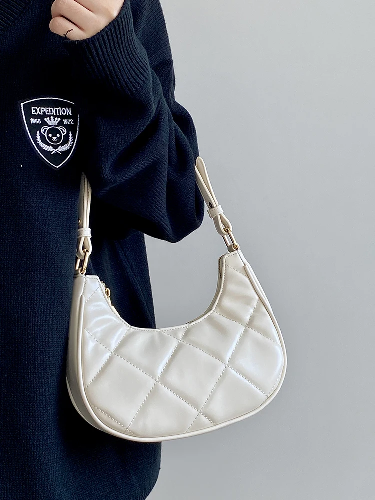 

Lizzytsu Elegant Design Luxury PU Shoulder Bag Handbag Vintage Korean Hobos Bag Women Easymatch Streetwear Half Moon Bag