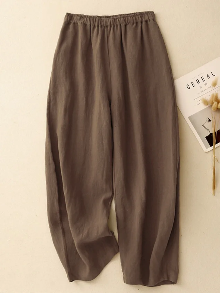 Pantalones Harlan holgados de cintura alta para mujer, pantalones farol con cintura elástica, mallas holgadas artísticas, pantalones largos de verano