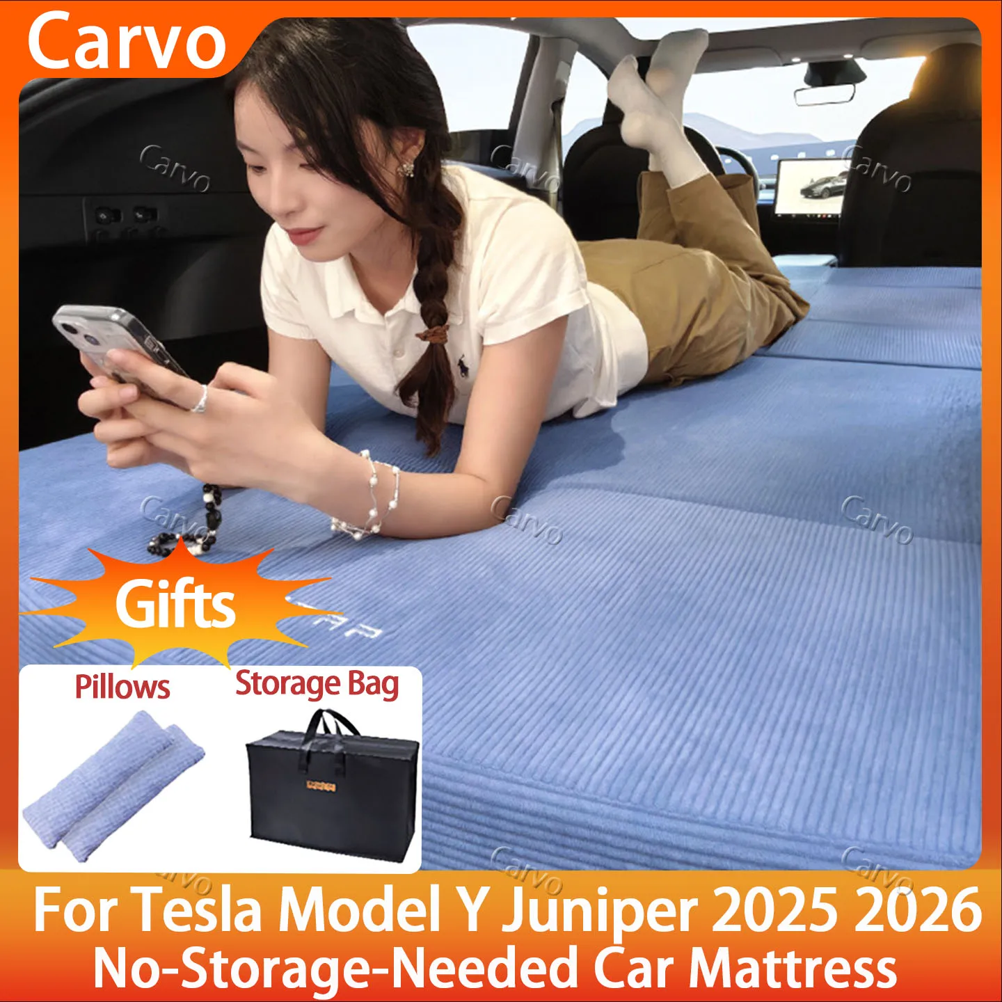 

For Tesla Model Y Juniper 2025 Foldable Camping Mattress Memory Foam Portable Travel Sleep Mat Hidden Storage No Storage Needed