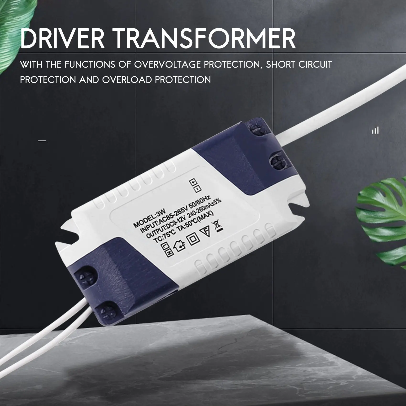 Ample- AC 90-240V to DC 9-12V 3W Constant Current LED Strip Power Driver Transformer
