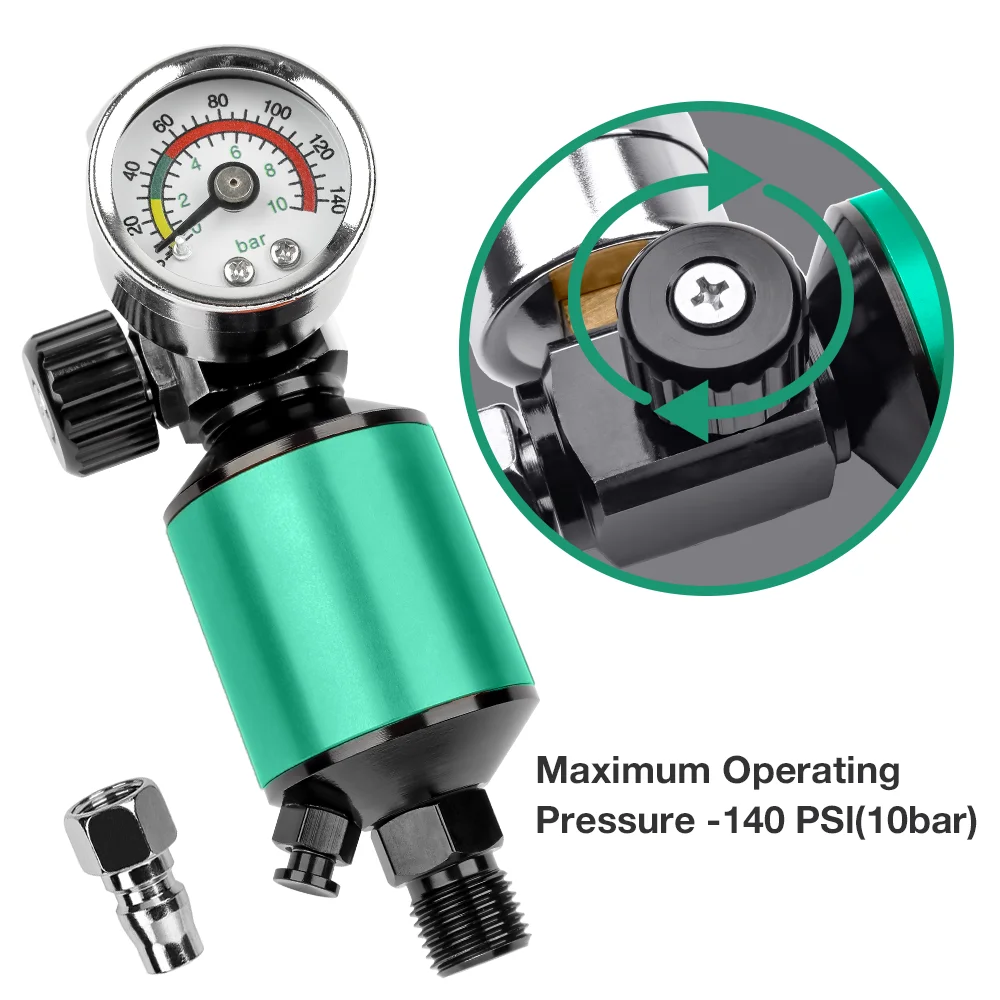 Professional 1/4" NPT Spray Gun Air pressure Regulator,Air Oil And Water Filter,Home Use 140 Psi/10 Bar Pressure Regulating Tool