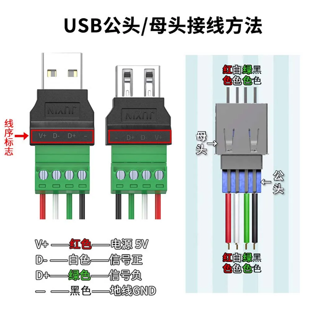 

1pcs 1set USB 2.0 Type A Male/Female to 4 Pin Screw Connector USB Jack with Shield USB2.0 to Screw Terminal Plug