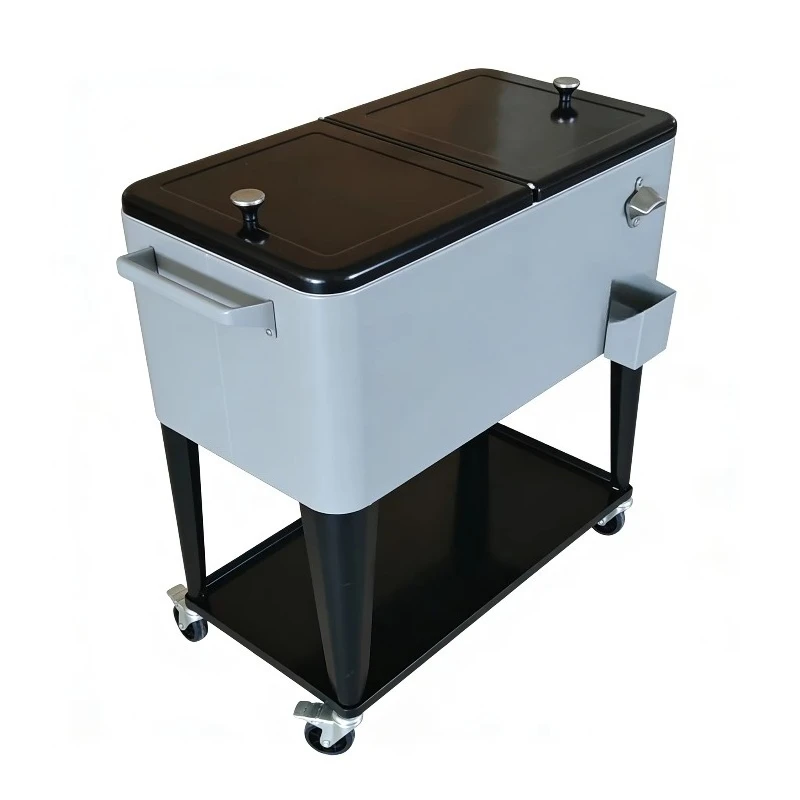 Outdoor Terrace Coolers and Retro Ice Carts: Retro ice carts can reuse plastic liquor and food coolers