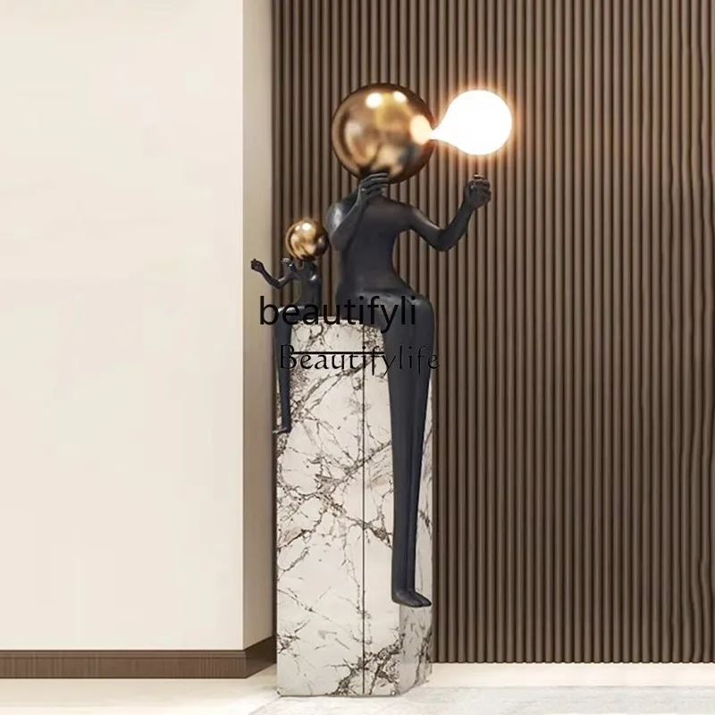 

Double humanoid art sculpture floor lamp light luxury living room abstract character designer creative ornament