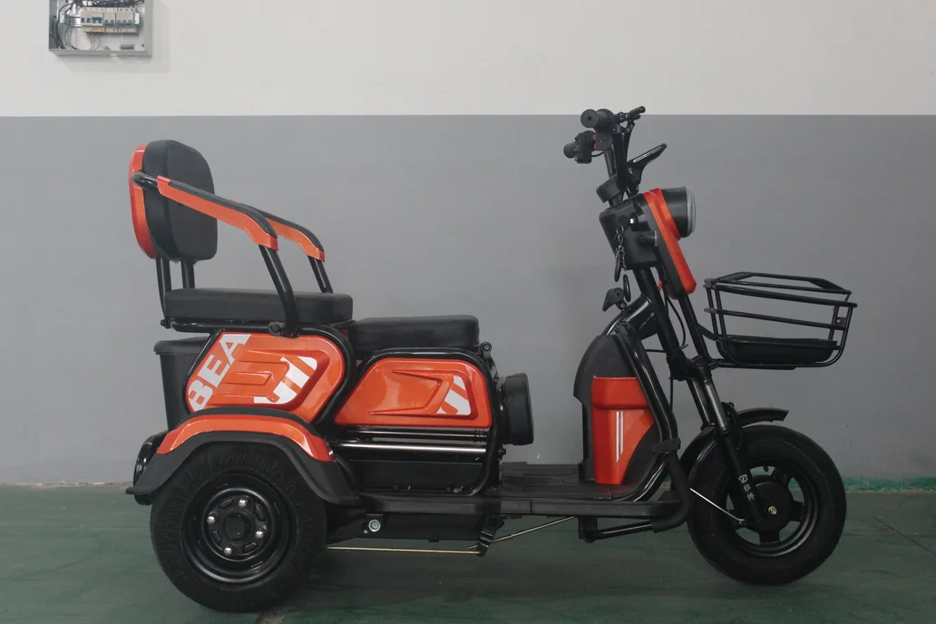 Mini Electric 3-Wheel Steel Tricycle Motorcycle 1000W Power 60V 1000W Motor Power Open Passenger Seats Options