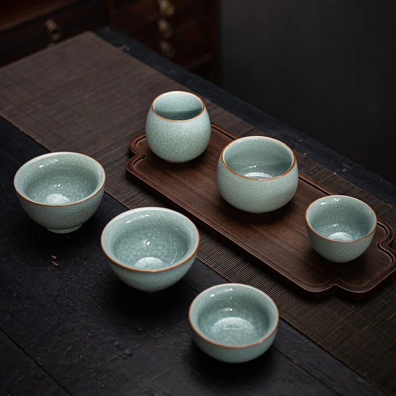 Ru Ware Ice Flower Tea Cup Personal Dedicated Crackle Glaze Kung Fu Ceramics Small Gift Box Set