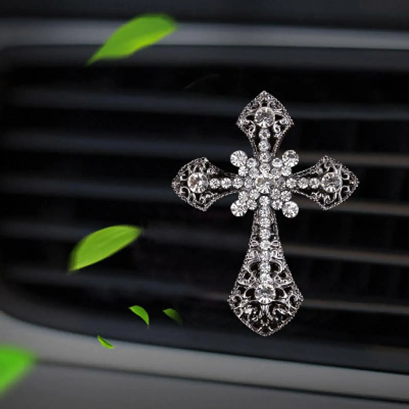 Metal Cross Car Air Outlet Clip Diamond Decoration Ten Car Air Conditioning Opening Decoration Car Interior decoration