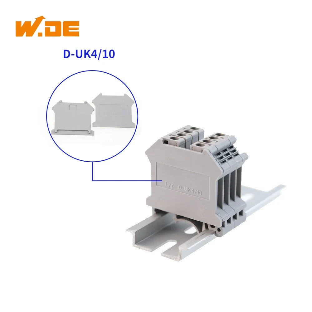 10pcs D-UK4/10 For UK 3N UK5N UK6N UK10N UIK16 UK25Terminal Block Accessories End Cover Plate Din Rail Terminal Blocks End Caps