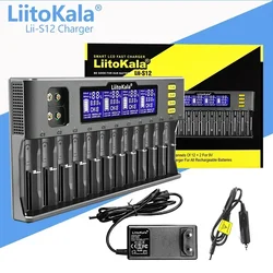 LiitoKala Lii-S8 Lii-S12 LCD Battery Charger for Li-ion LiFePO4 Ni-MH Ni-Cd 9V 21700 20700 26650 18350 18650 RCR123 18700