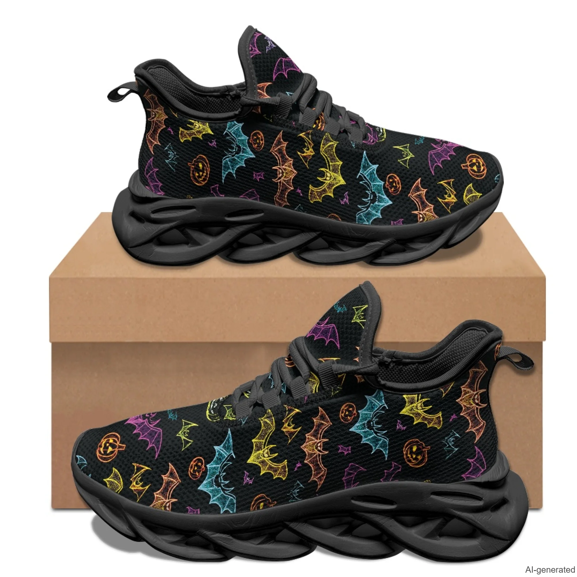 

XIXIRIMIDO Max Soul Shoes Halloween Bats Print Running Shoes for Men Casual Fashion Women Snakers Walking Shoes 35-48
