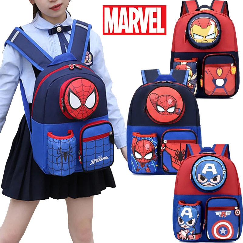 

8 Styles Marvel Cartoon Animation Captain America Spider-Man Backpack Boy Gift Bag Kindergarten School Student Travel Bag Gift
