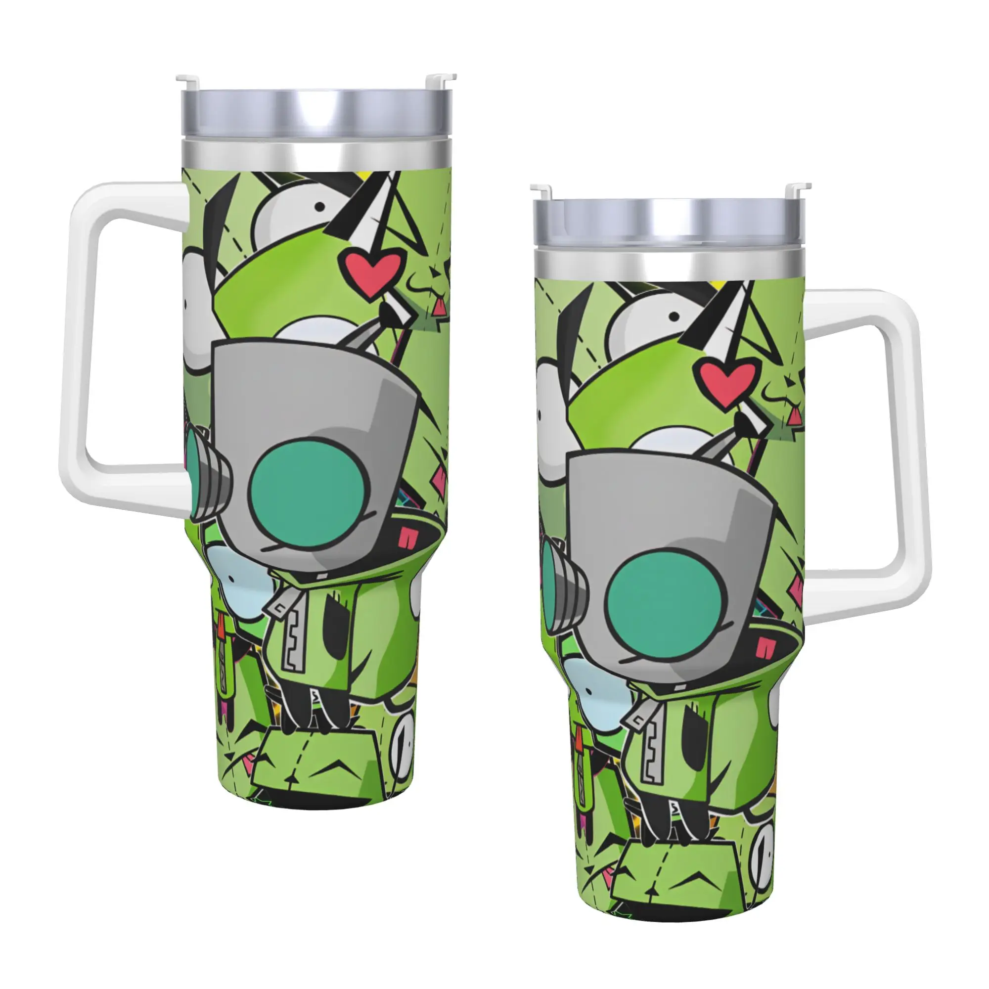 Gir Tumbler Invaders Zims Cold Drink Water Bottle Portable Stainless Steel Thermal Mug Printed Driving Mugs Cup